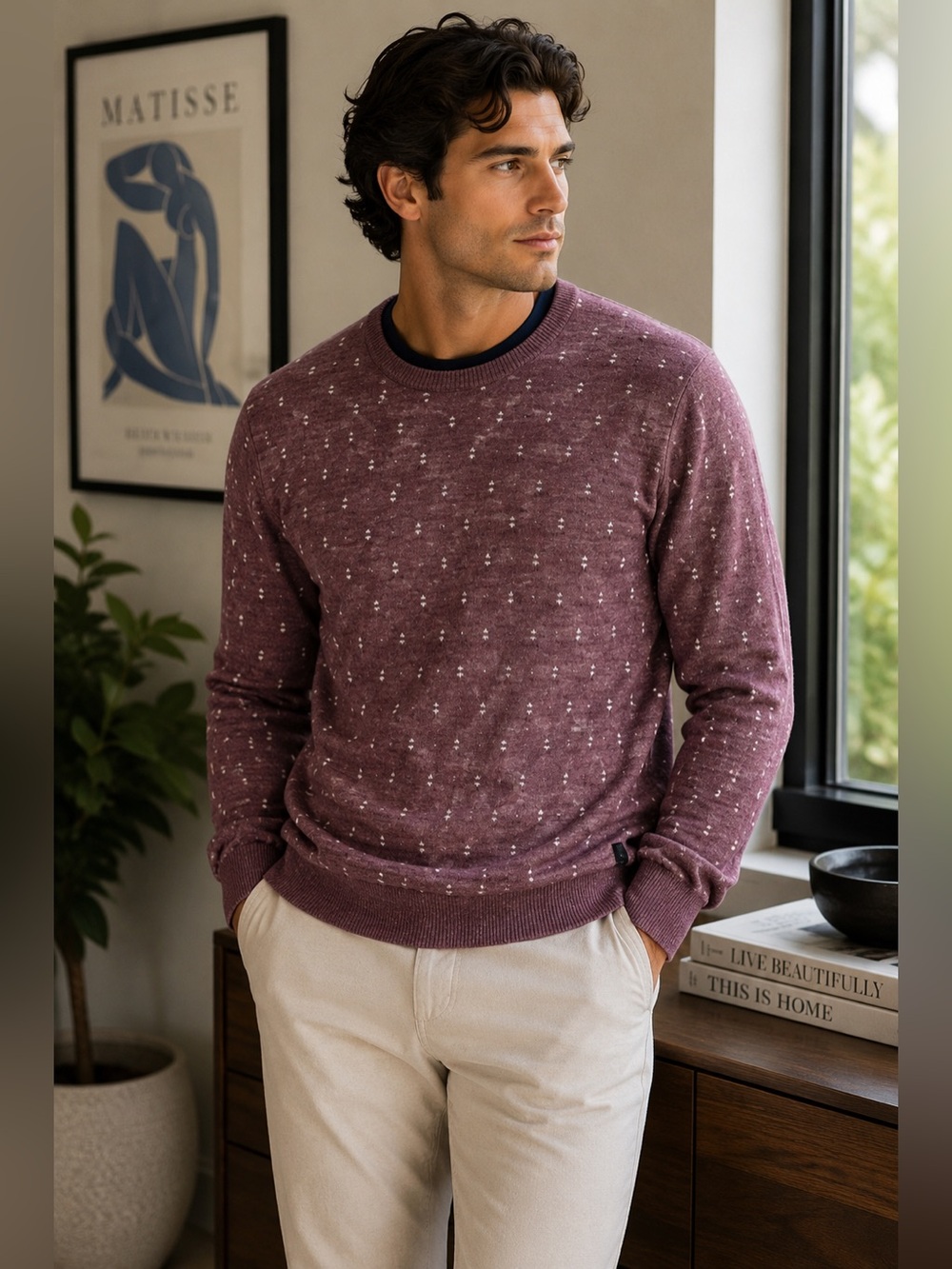 Sz XS Ted Baker Wool Blend Purple & White Sweater $116 MSRP
